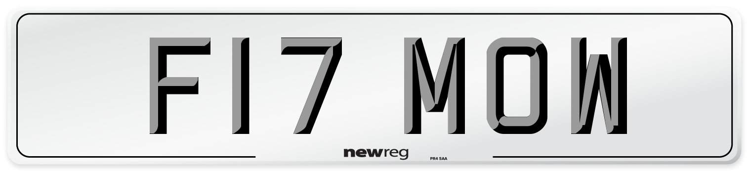 F17 MOW Number Plate from New Reg